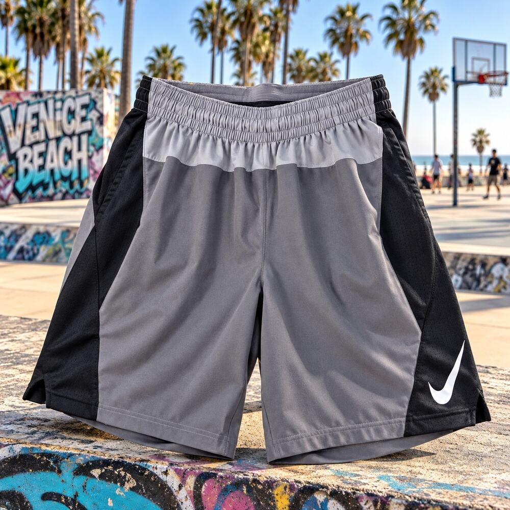 Nike Dri-FIT Mens XL Athletic Shorts Gray Black Mesh Training Gym 925813-036